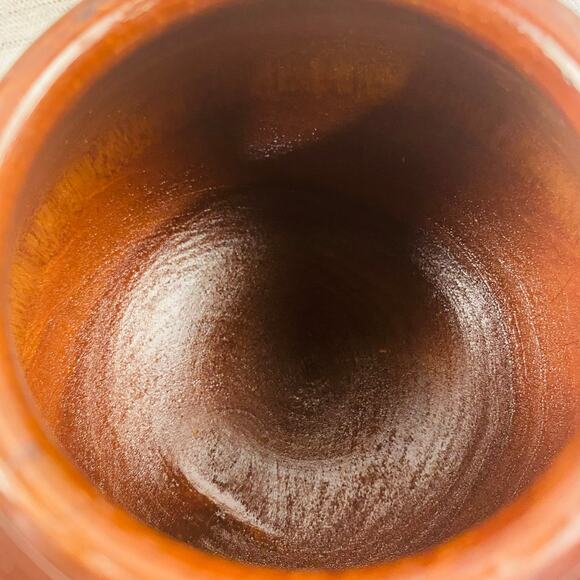 Vintage MCM Wooden Round Hand-Turned Inlaid Carved Trinket‎ Box with Lid 7.5" - Picture 3 of 9